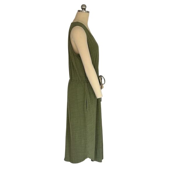 Loft  Women's Green V-Neck Sleeveless Knee Length Dress Size L - Picture 5 of 8